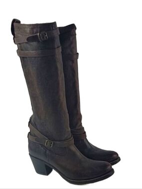 Frye Jane Strappy Leather Tall Heels Moto Boho Women's Boots